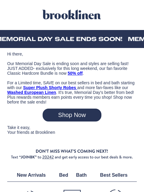 brooklinen newsletter: NEW to SALE: Classic Percale Bundle now 50% Off...