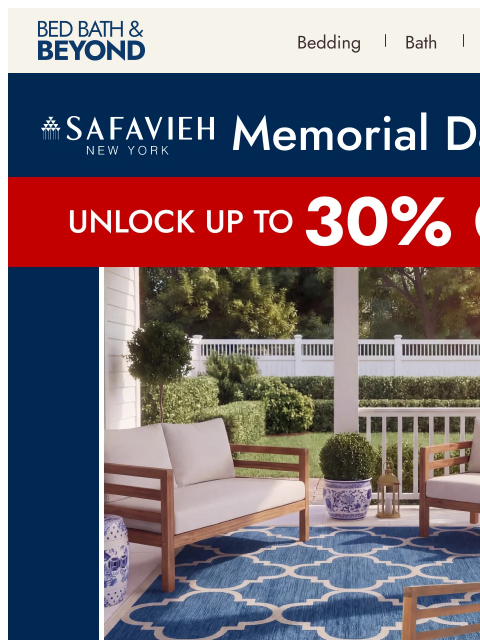 bedbathandbeyond newsletter: Your summer starts with Safavieh savings