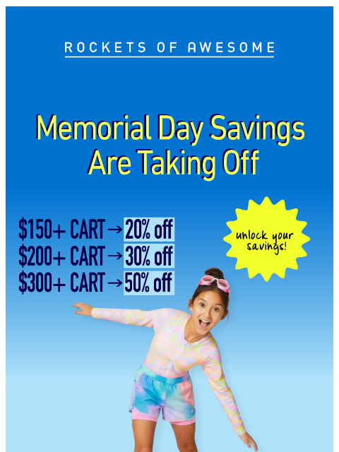 rocketsofawesome newsletter: Memorial Day Deals Are Here! 🎉