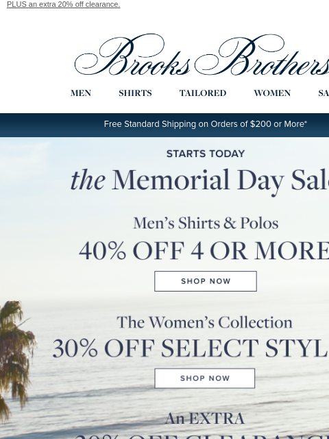 brooksbrothers newsletter: ALL shirts & polos: up to 40% off