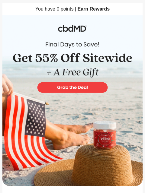 cbdmd newsletter: 55% Off Won't Wait Much Longer