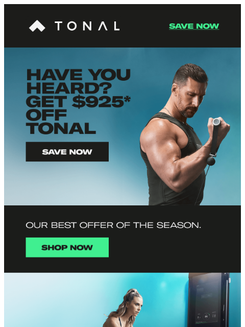 tonal newsletter: Save $925 with Tonal’s Best Offer