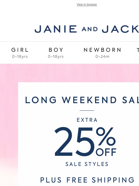 Shop styles that serve—with every little detail in play. View in browser Stores Janie and Jack Girl Boy Newborn Tween Janie and Jack Girl Boy Newborn Tween Girl Boy Newborn Girl Newborn Boy Accessories
