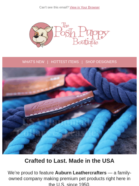 poshpuppyboutique newsletter: 🇺🇸 Built to Last — Discover Auburn Leathercrafte...