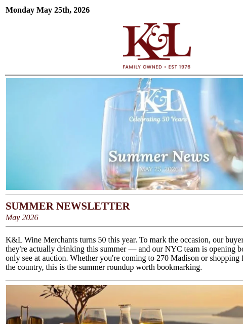 klwines newsletter: K&L Newsletter: Time to Get Summer Ready!