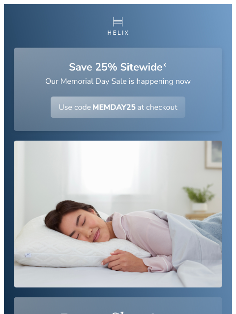 helixsleep newsletter: Our best Memorial Day offer!