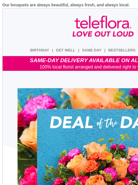 teleflora newsletter: Re: You Just Got $15 💐