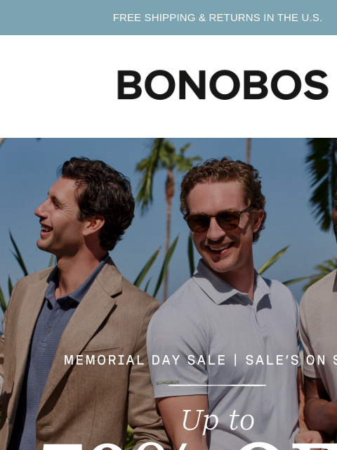 bonobos newsletter: Up to 70% Off Sale + 30% Off Everything Else
