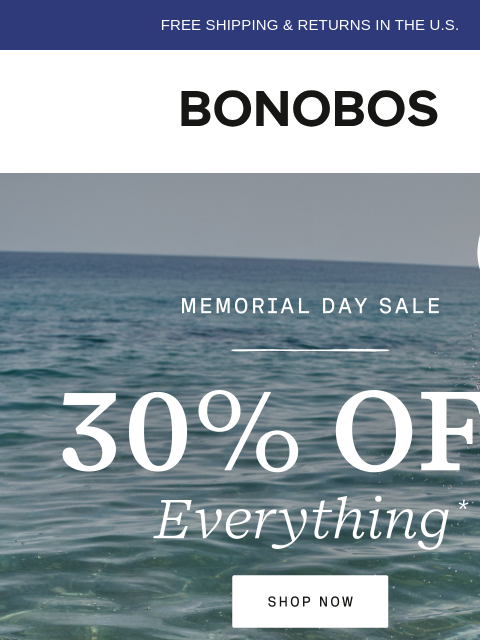 bonobos newsletter: Ends Soon: 30% Off Everything