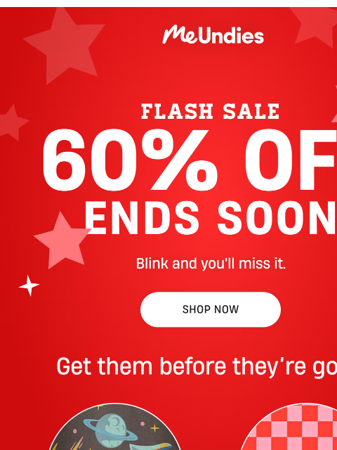 meundies newsletter: 60% OFF ends tonight!