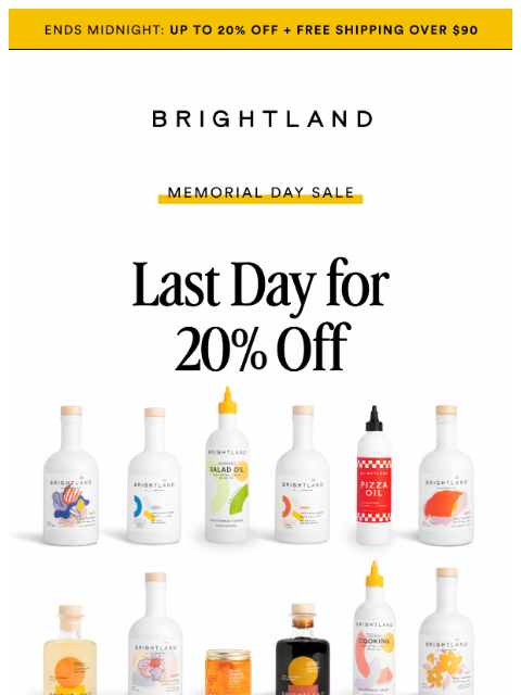 brightland newsletter: Last day to save up to 20%