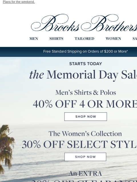 brooksbrothers newsletter: 40% off 4 (or more) shirts & polos PLUS