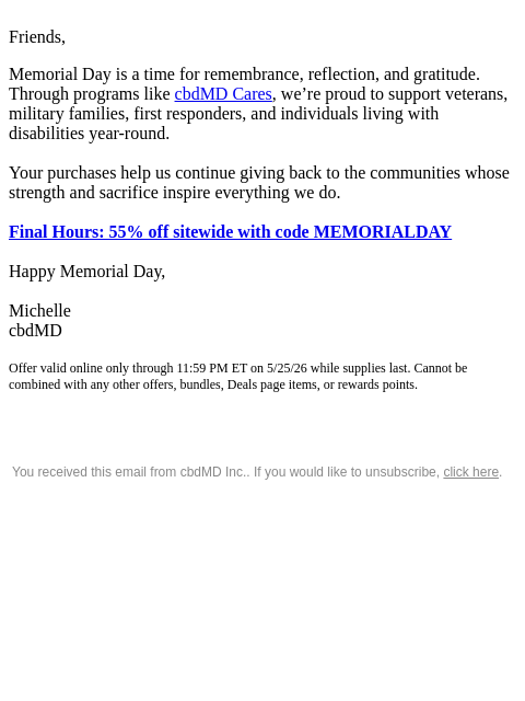 cbdmd newsletter: Proud to Support Those Who Serve