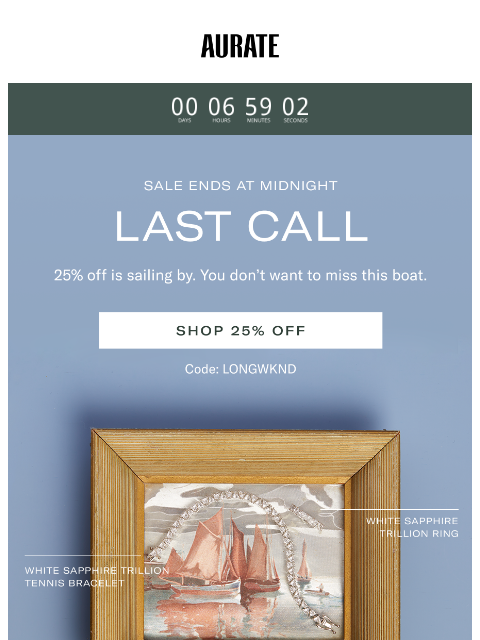 auratenewyork newsletter: HOURS LEFT ON 25% OFF
