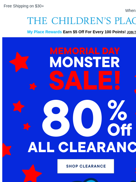 childrensplace newsletter: Red, White & Long Weekend Ready 🙌