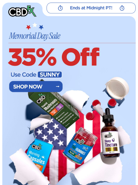 cbdfx newsletter: Final day: 35% OFF sitewide!