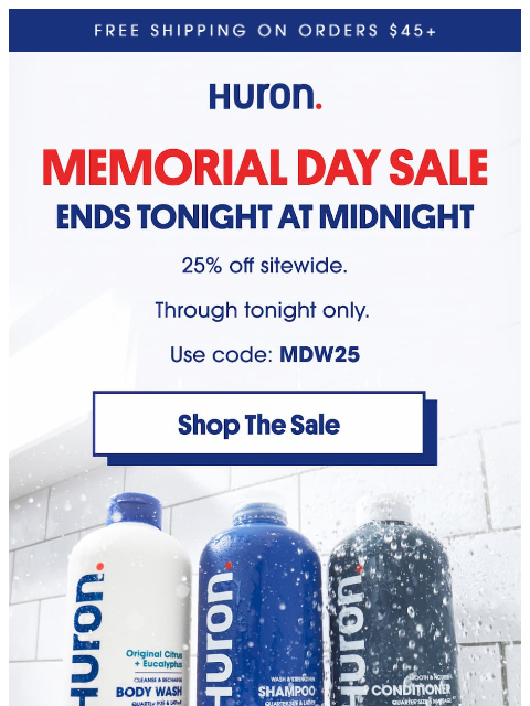 usehuron newsletter: Memorial Day Sale ends at midnight