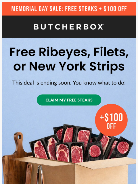 butcherbox newsletter: Still thinking about FREE STEAK? 🥩
