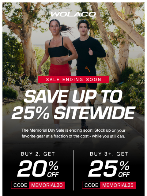 wolaco newsletter: SALE ENDS SOON! 🏃‍♂️