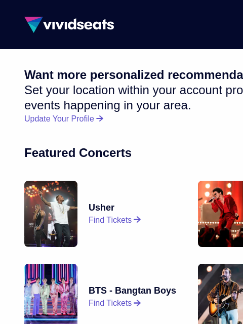vividseats newsletter: Your National Ticket Update
