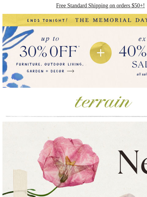 shopterrain newsletter: Up to 30% off summer set up ENDS TONIGHT