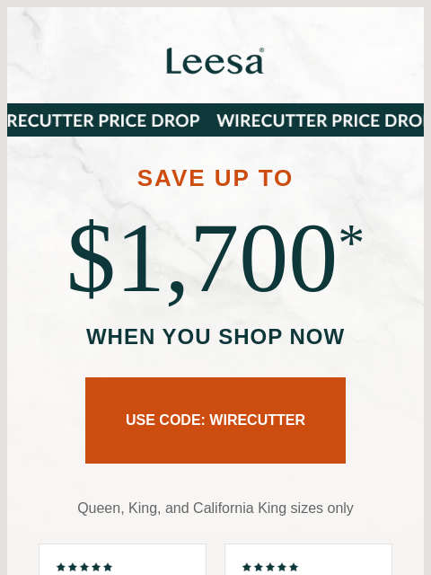 leesasleep newsletter: Hey,Our Wirecutter Price Drop is in full swing