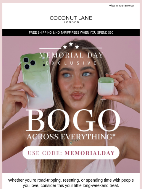 coconut-lane newsletter: ᴍᴇᴍᴏʀɪᴀʟ ᴅᴀʏ ᴏꜰꜰᴇʀ: BOGO🎖️✨