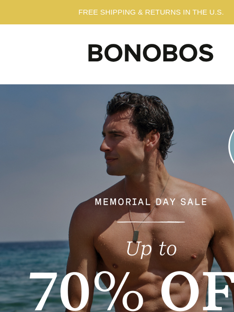 bonobos newsletter: Save Up to 70% During Memorial Day