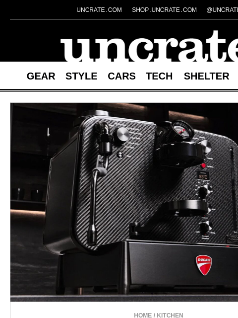 uncrate newsletter: Ducati x Barista M3 1926 Espresso Machine & more