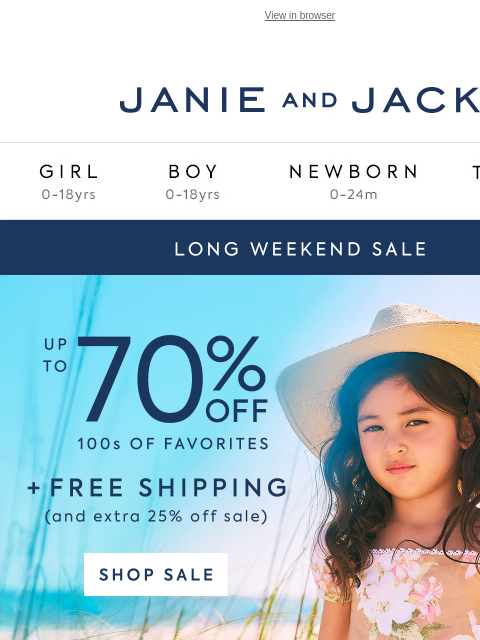 Even better? They ship free. View in browser Stores Janie and Jack Girl Boy Newborn Tween Janie and Jack Girl Boy Newborn Tween Girl Boy Newborn Girl Newborn Boy Accessories Sale Gift Services Refer A