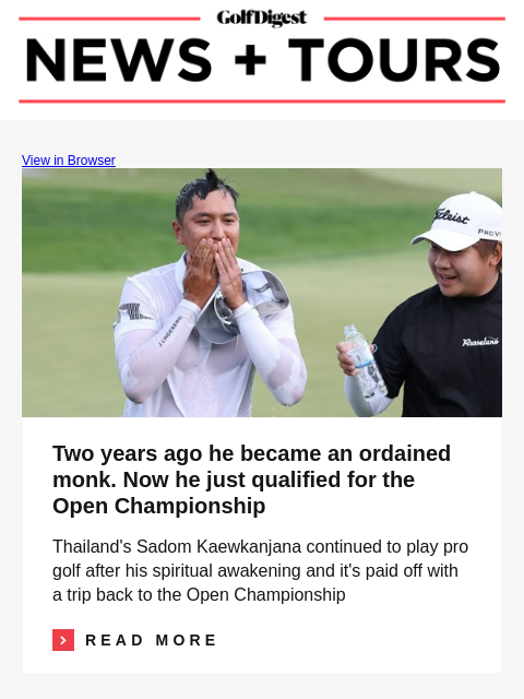 GolfDigest View in Browser Sadom Kaewkanjana Two years ago he became an ordained monk. Now he just qualified for the Open Championship Thailand's Sadom Kaewkanjana continued to play pro golf after