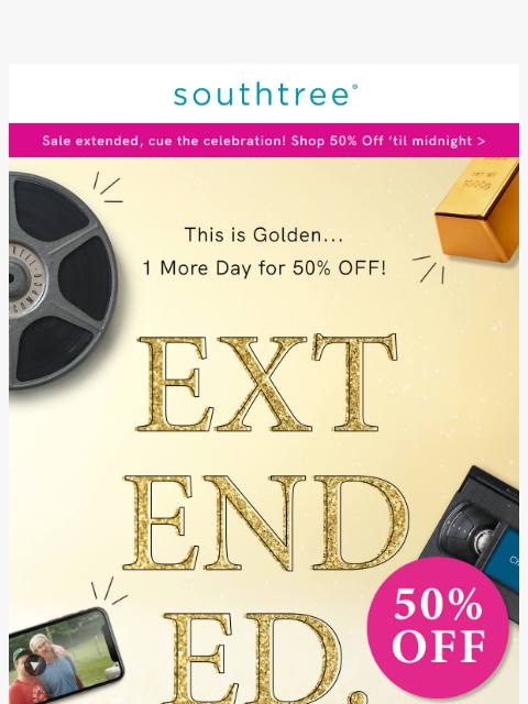 This one is a flash sale that's worth its weight in… well, gold. Preserve your past for only $7.50 per tape, 13¢ per photo, and $12.50 per film. Shop 50% Off > ͏ ͏ ͏ ͏ ͏ ͏ ͏ ͏ ͏ ͏ ͏ ͏ ͏ ͏ ͏ ͏ ͏