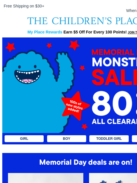 childrensplace newsletter: Ends Soon...50% Off ALL Summer Shorts 🩳