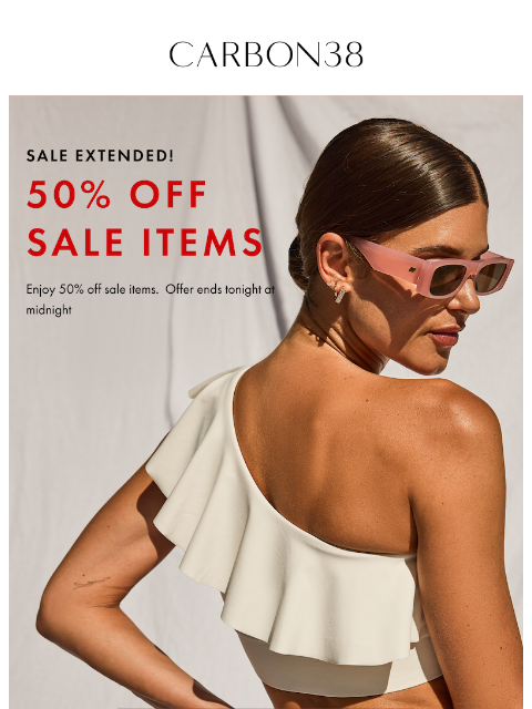carbon38 newsletter: Extended! Shop 50% off.
