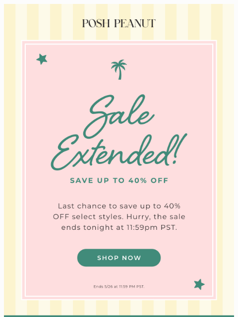 poshpeanut newsletter: Final Hours: SALE EXTENDED ❤️🤍💙