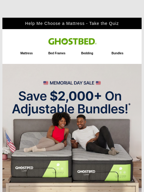 ghostbed newsletter: *** MEMORIAL DAY BLOWOUT SALE ***