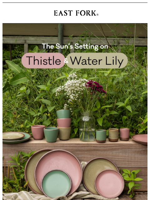 eastfork newsletter: The sun's setting on Thistle & Water Lily