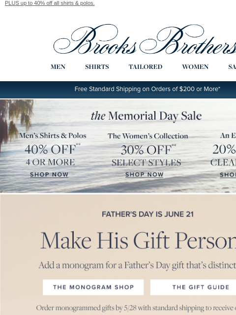 brooksbrothers newsletter: Make Dad’s mark, with expert monogramming