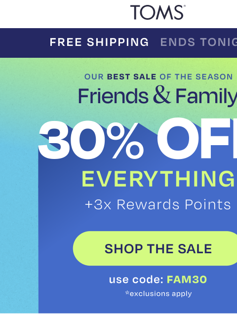toms newsletter: 30% Off + Free Shipping + 3x Points = Insane Deal ...