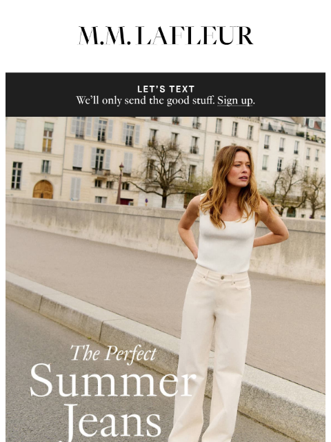 mmlafleur newsletter: Back in Stock: Perfect summer jeans.