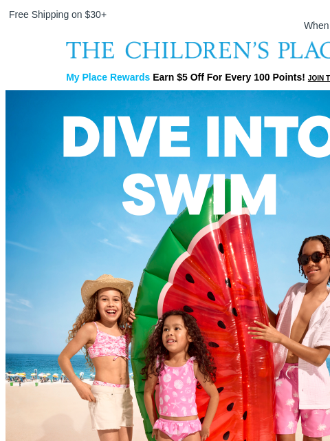 childrensplace newsletter: Dive Right In: 60% OFF Swim 💦