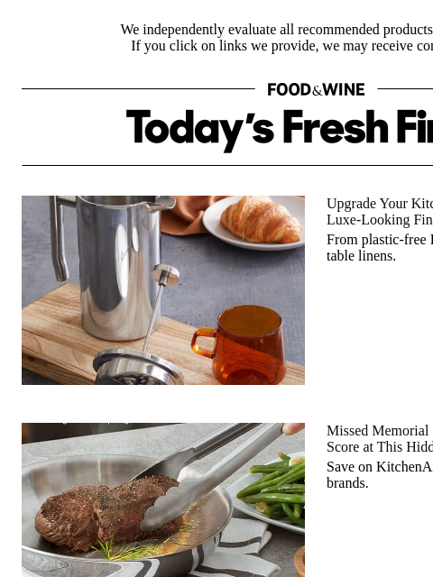 foodandwine newsletter: Psst! KitchenAid, OXO, and More Top Brands Are Sti...