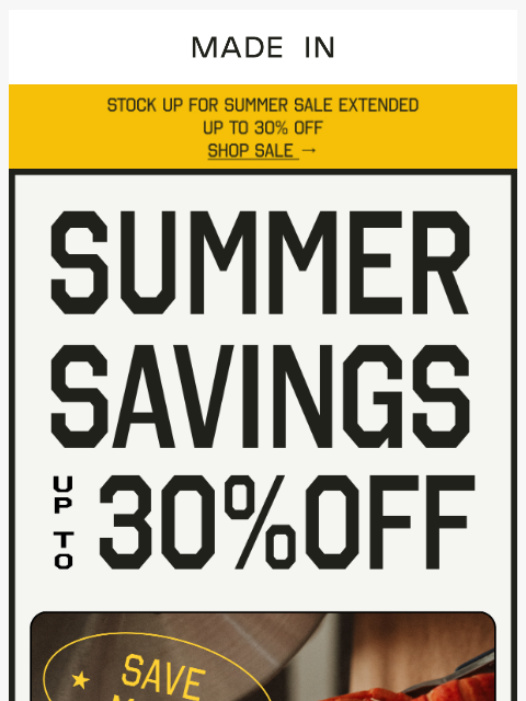 madeincookware newsletter: Up to 30% OFF Sale Extended
