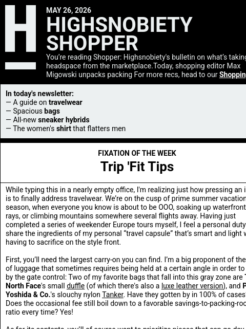 highsnobiety newsletter: Why Are You Still Overpacking For Summer?
