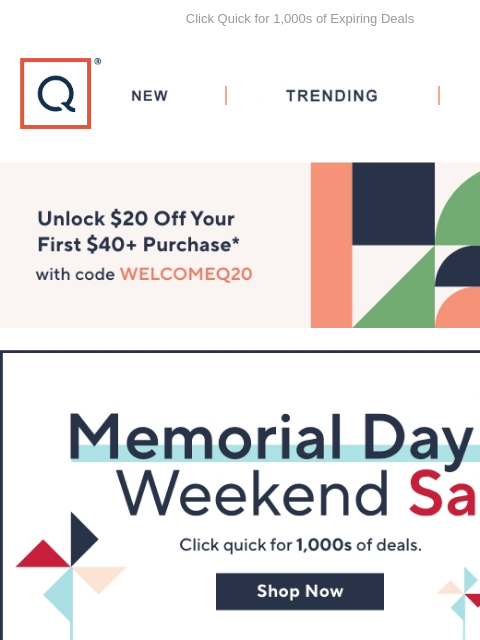 Click Quick for 1000s of Expiring Deals QVC New TRENDING DEALS Unlock $20 off Your First Purchase Memorial Day Sale Fashion Deals Gemstones Summer Beauty Dyson V15 Detect Cordless Vacuum with 2 Cleaner