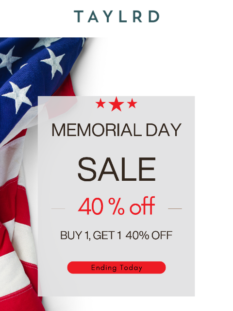 banner Today's your last chance to take advantage of our Memorial Day Sale: 🔥 Buy One, Get One 40% Off 📍 No code needed 🕛 Ends tonight at 11:59pm ET Stock up while you still can—your favorite fits