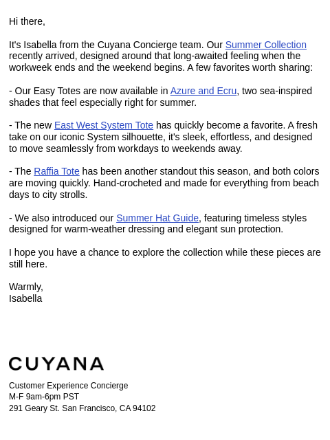 cuyana newsletter: This is Your Sign, Summer is Here