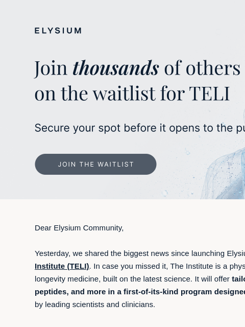 elysiumhealth newsletter: ⏰ The waitlist opens to the public in 24 hours