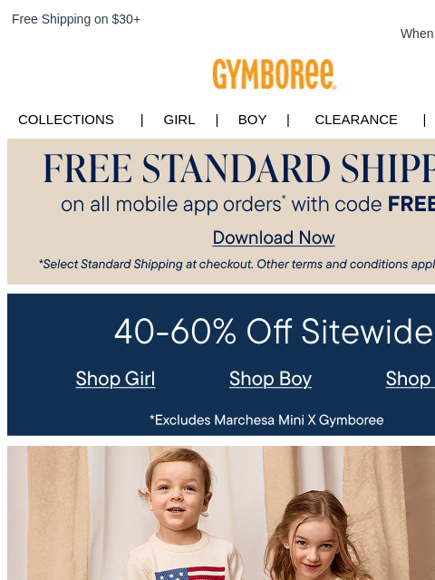 gymboree newsletter: Extra 25% Off for My Place Rewards Members! Use co...
