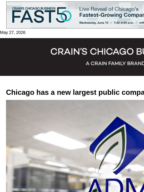 crainalerts newsletter: Chicago's largest public companies